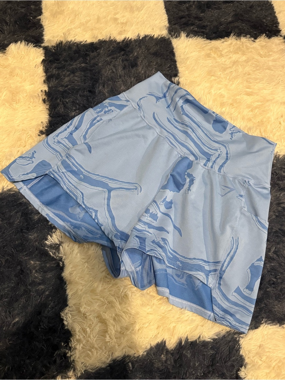 Gymshark Light Blue Marble-Print Women's Shorts